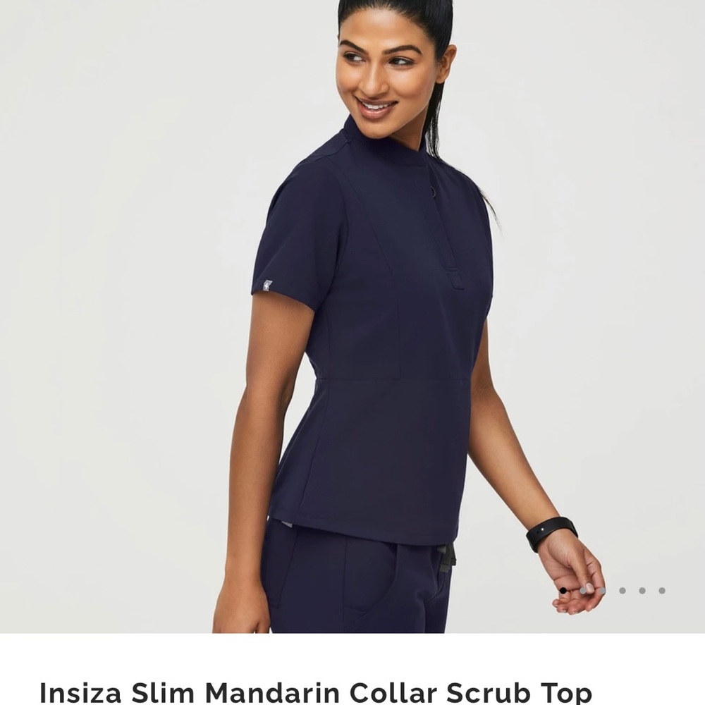 FIGS Insiza Slim Mandarin collar top NWT